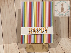 Patterned Paper Background Birthday Cards Rainbow Vertical Stripes Greeting Card