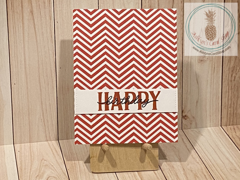Patterned Paper Background Birthday Cards Red Chevron Greeting Card