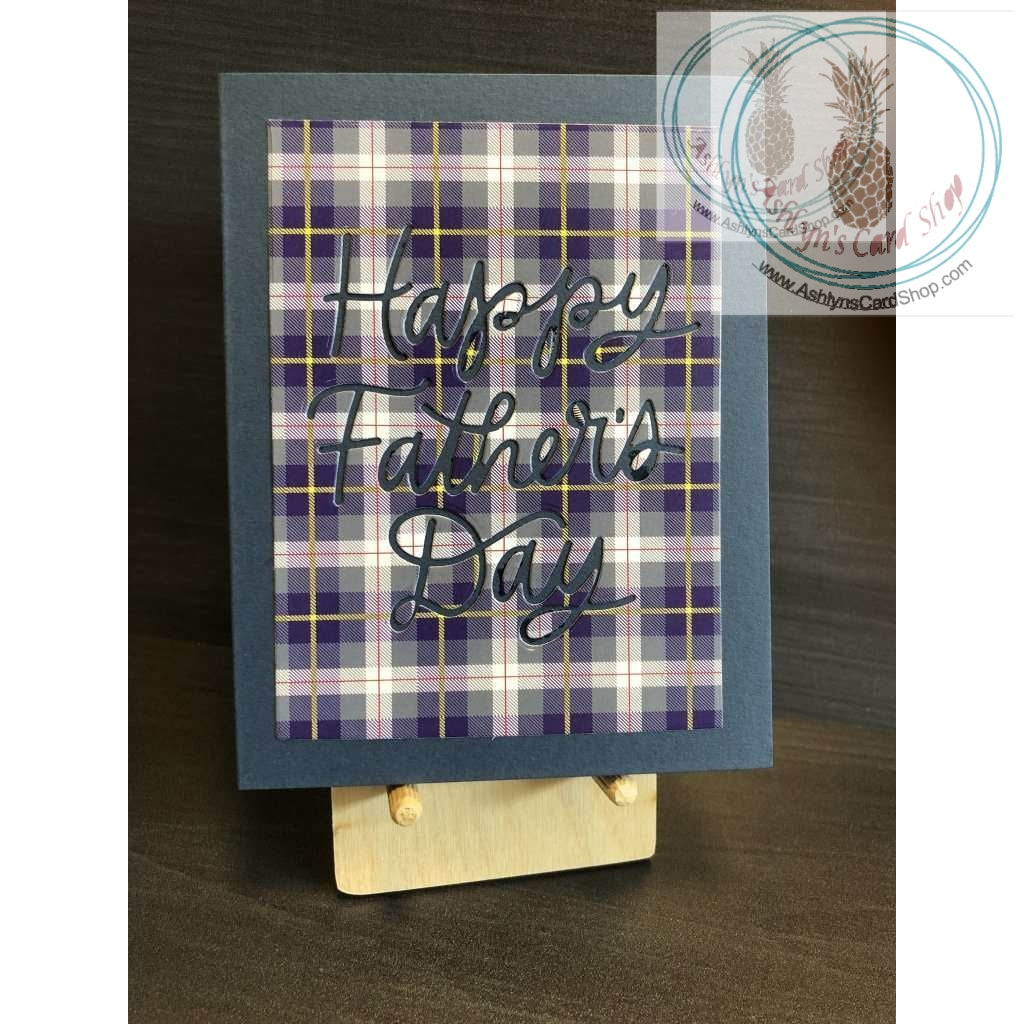 Plaid Fathers Day Card Blue Greeting
