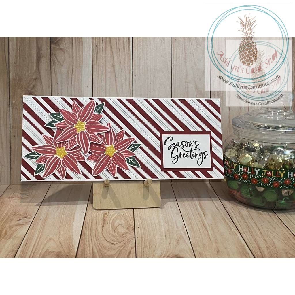 Poinsettia Slimline Christmas Card Greeting