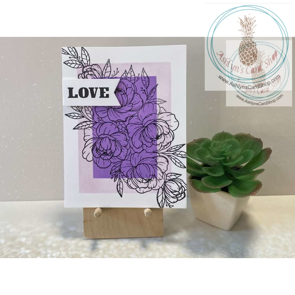 Purple Outline Roses Anniversary Card Love Greeting