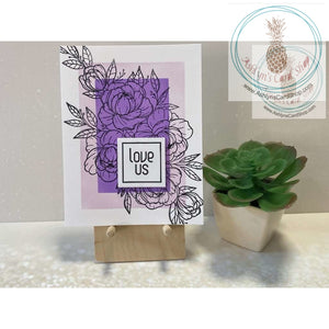 Purple Outline Roses Anniversary Card Love Us Greeting