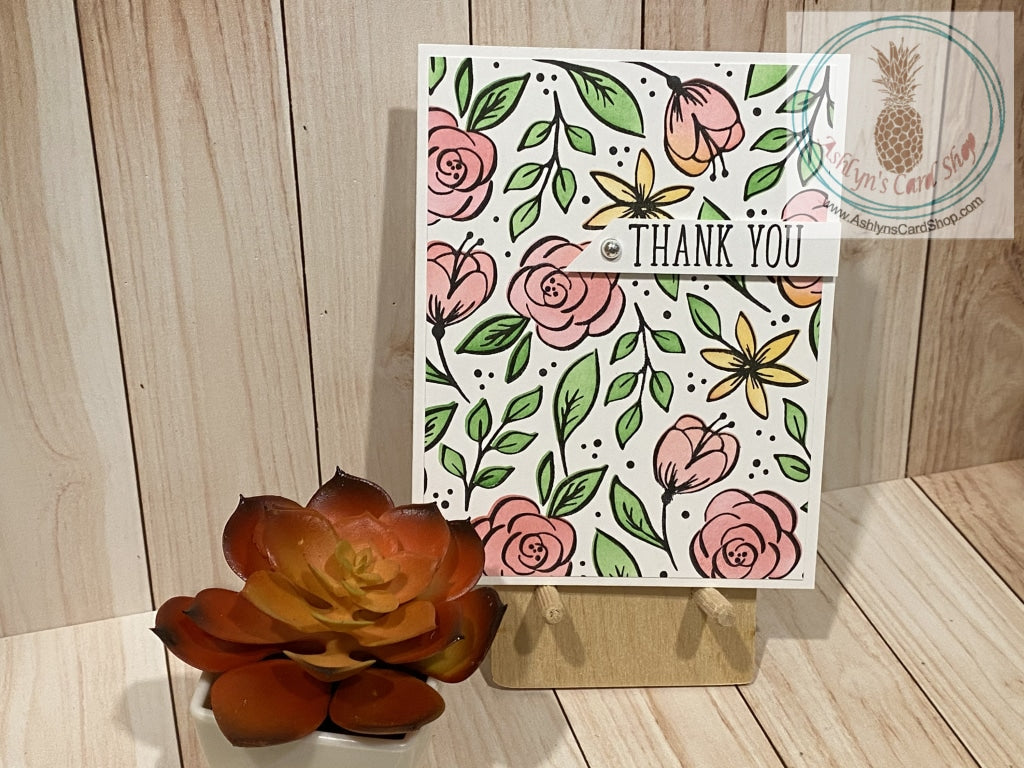 Spring Floral Pattern Thank You And Just A Note Cards Greeting Card