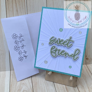 Sweet Friend Friendship Card - teal version shown with coordinating envelope.